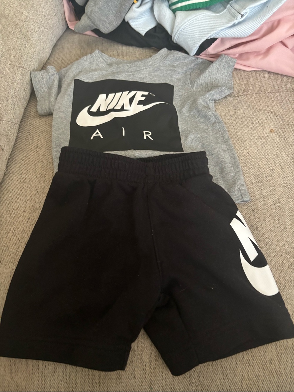 Nike Black Shorts with White Swoosh Logo - Kids